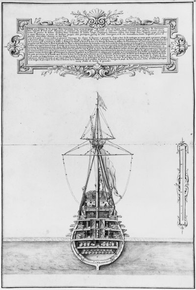 Inner stern of a fully armed and equipped vessel, illustration from the Atlas de Colbert, plate 43 by French School
